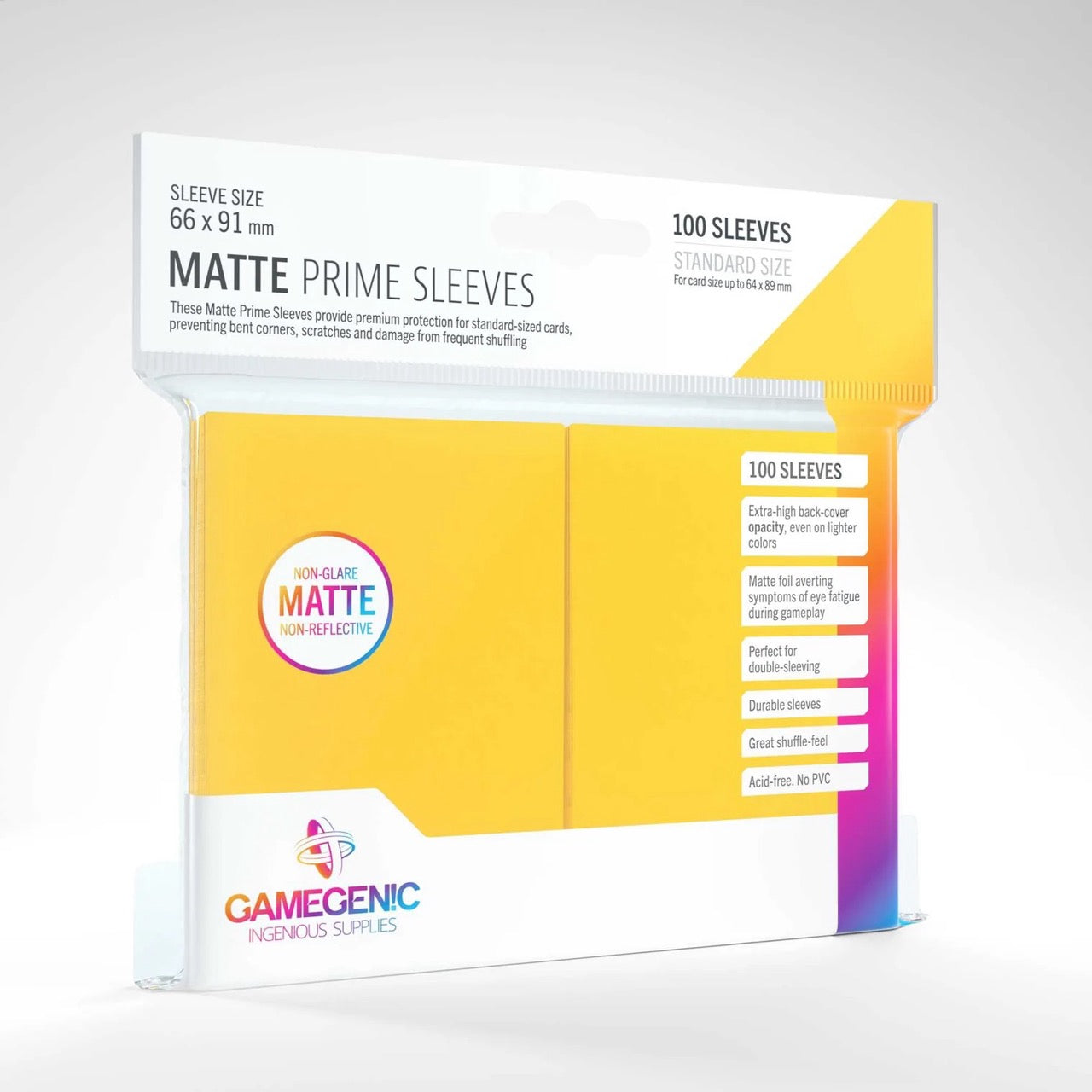 Gamegenic Matte Prime Sleeves - Standard Size (100) Yellow
